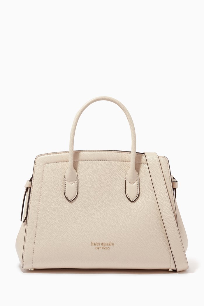 

Knott Medium Satchel Bag in Leather, White