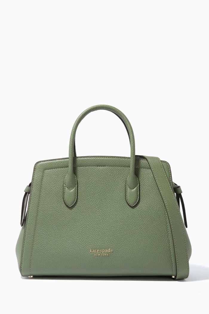 

Knott Medium Satchel Bag in Leather, Orange