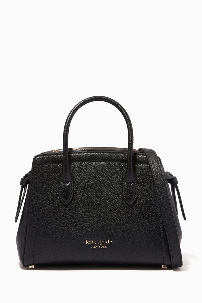 

Knott Mini Satchel Bag in Leather, Black