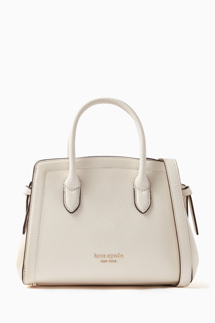 

Mini Knott Satchel Bag in Leather, Neutral