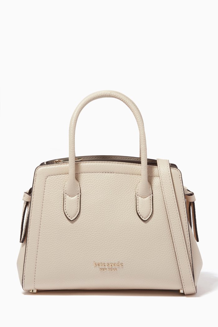 

Knott Mini Satchel Bag in Leather, White