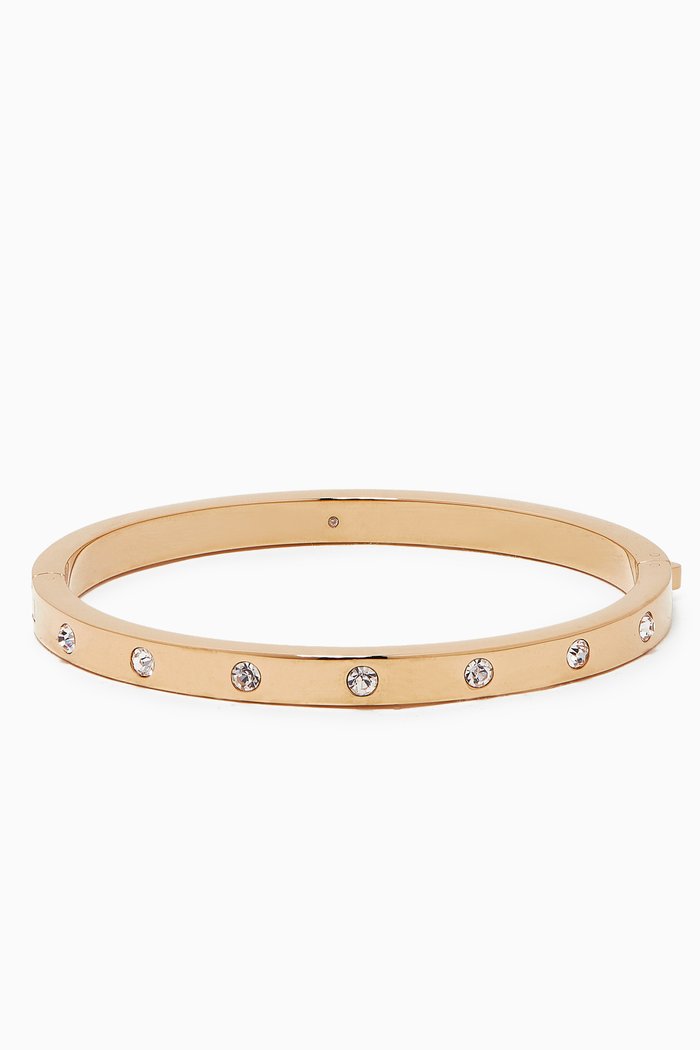 Set in Stone Hinged Bangle in Metal, Gold
