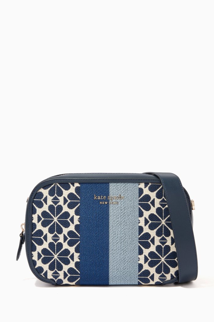

Medium Camera Bag in Spade Flower Stripe Jacquard, Blue