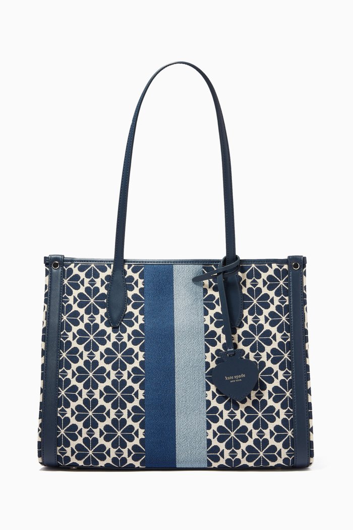 Flower Stripe Shopper in Jacquard, Blue
