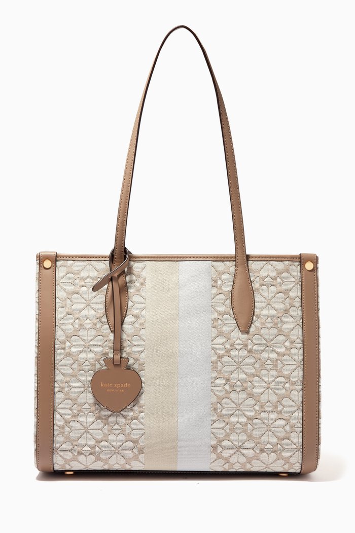 Flower Stripe Shopper in Jacquard, Neutral
