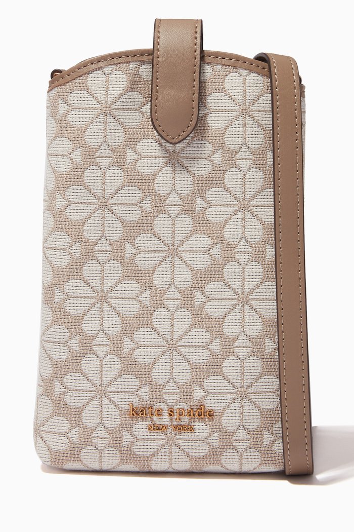 

North South Crossbody Bag in Spade Flower Jacquard, Brown