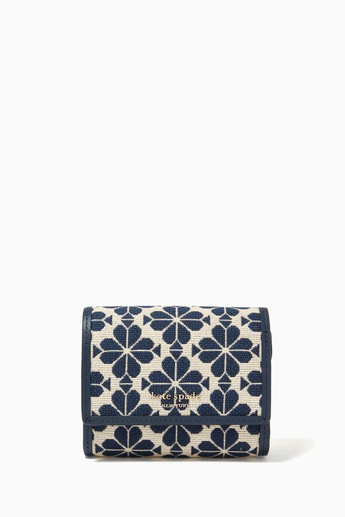 

Flower Stripe Wallet in Jacquard, Blue