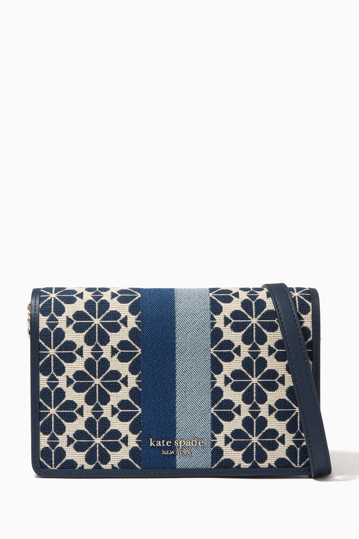 

Flower Stripe Wallet On Chain in Jacquard, Blue