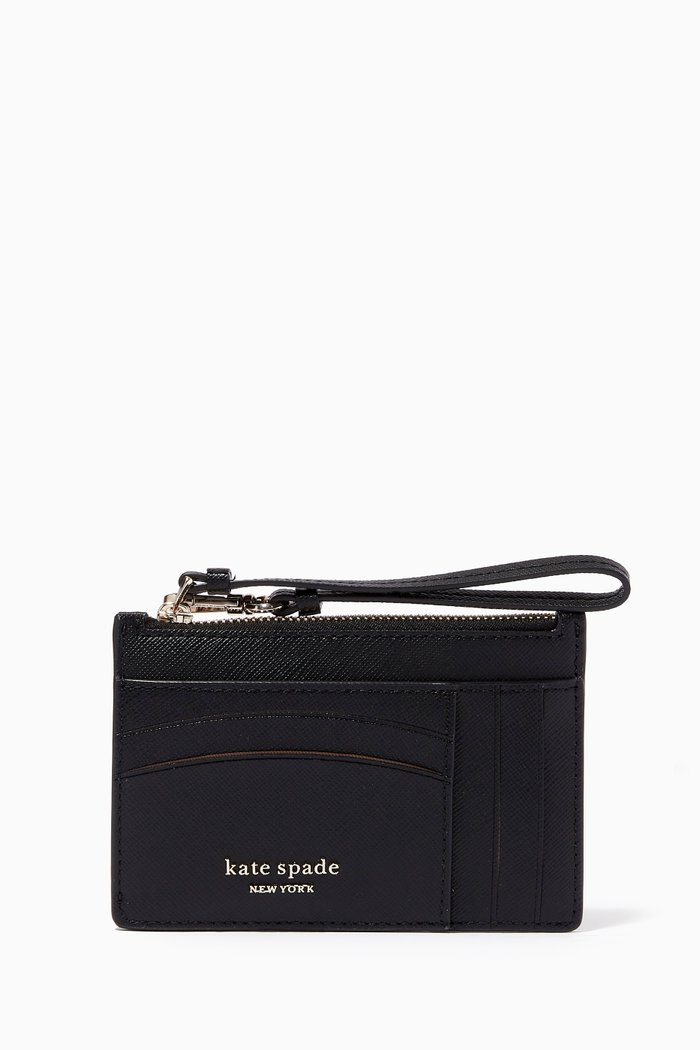 

Spencer Card Case Wristlet in Saffiano Leather, Black