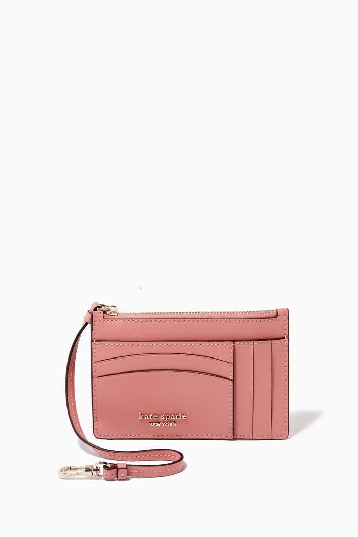 

Spencer Card Case Wristlet in Saffiano Leather, Pink