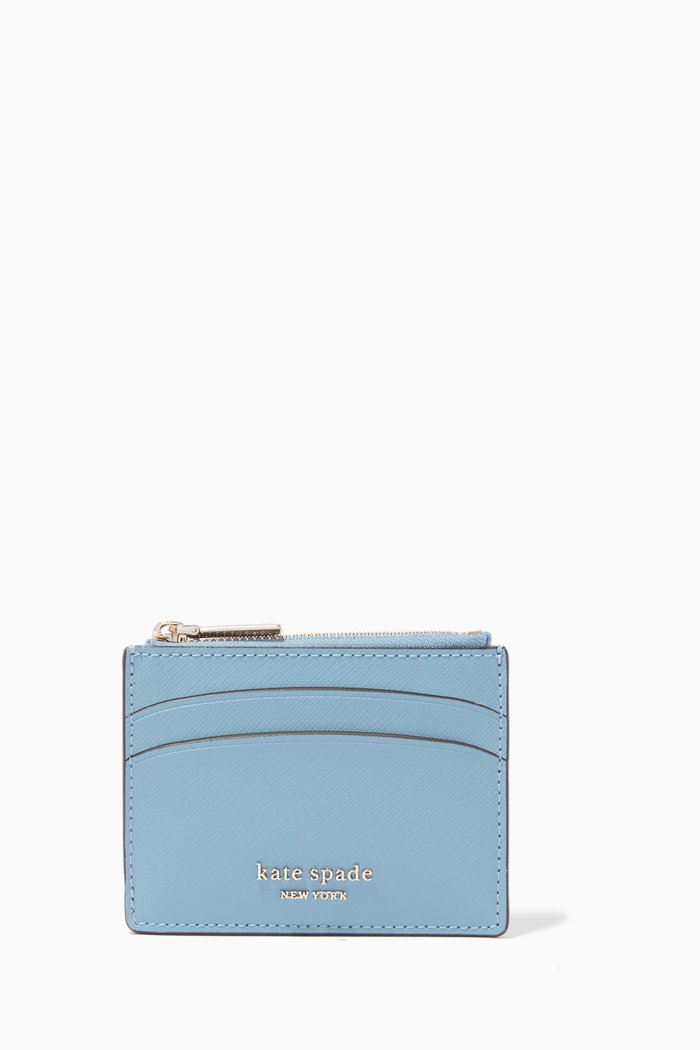 Spencer Coin Card Holder in Leather, Blue