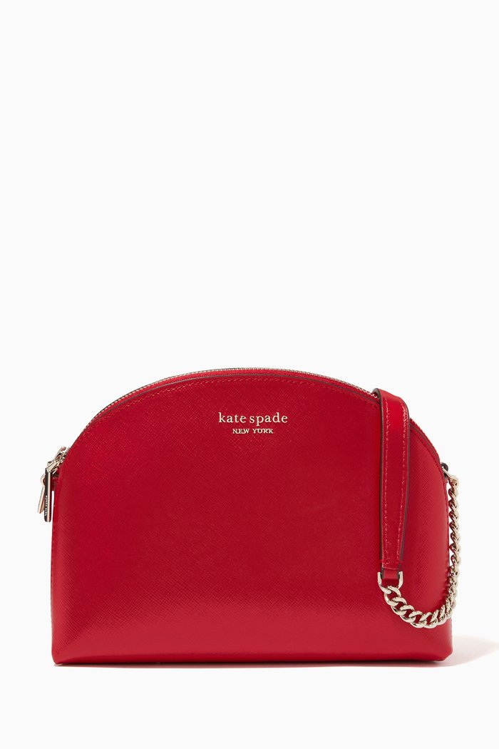 

Spencer Dome Crossbody Bag in Leather, Burgundy