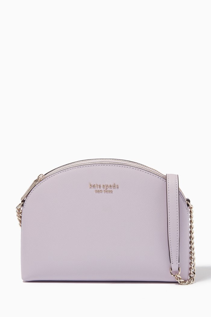 

Spencer Dome Crossbody Bag in Leather, Purple