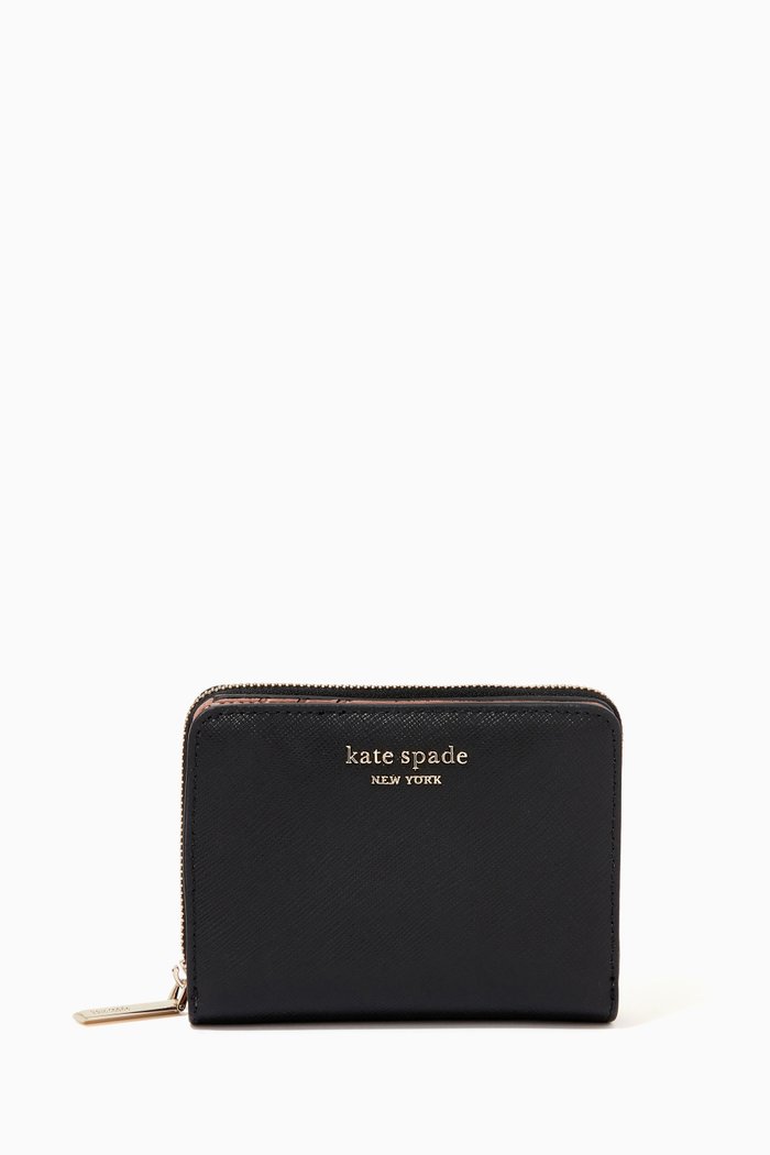 

Spencer Small Compact Wallet in Leather, Black