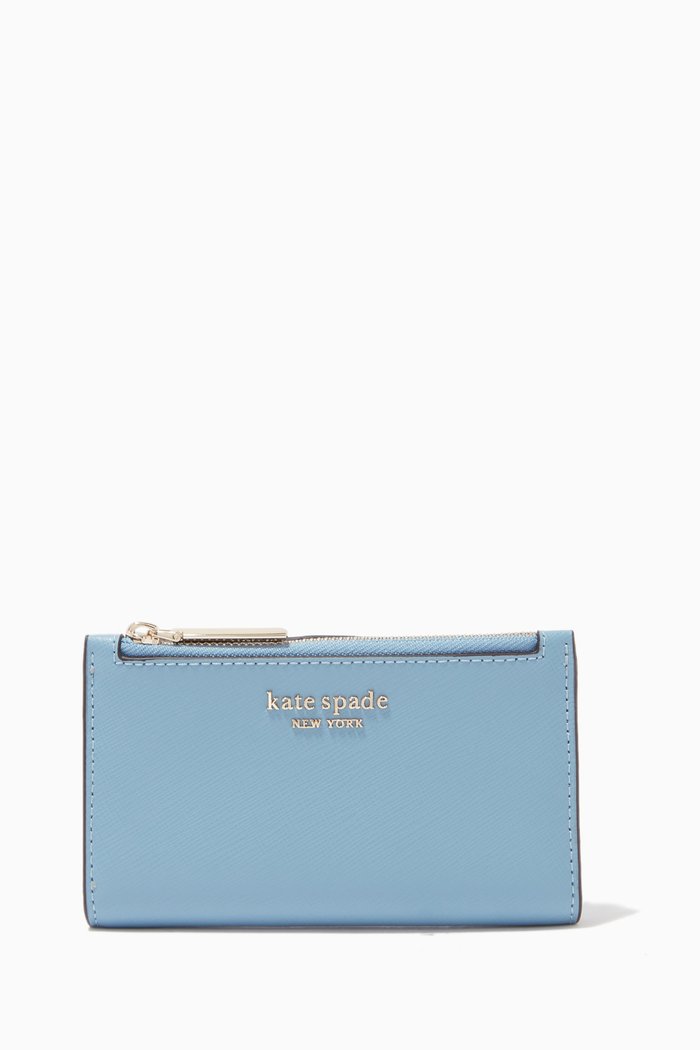 

Spencer Small Slim Wallet in Leather, Blue