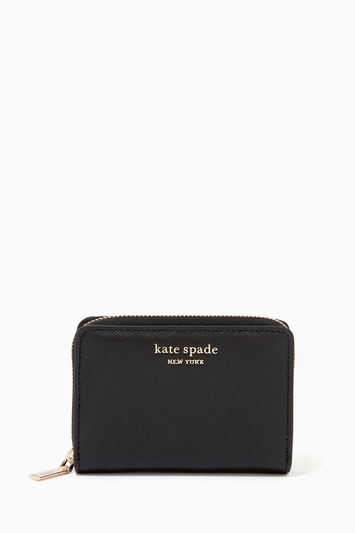 Spencer Zip Card Case in Leather, Black