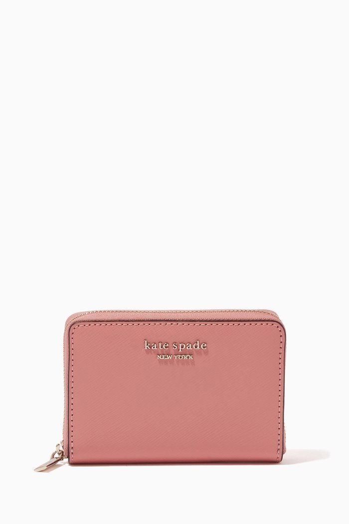 Spencer Zip Card Case in Leather, Pink