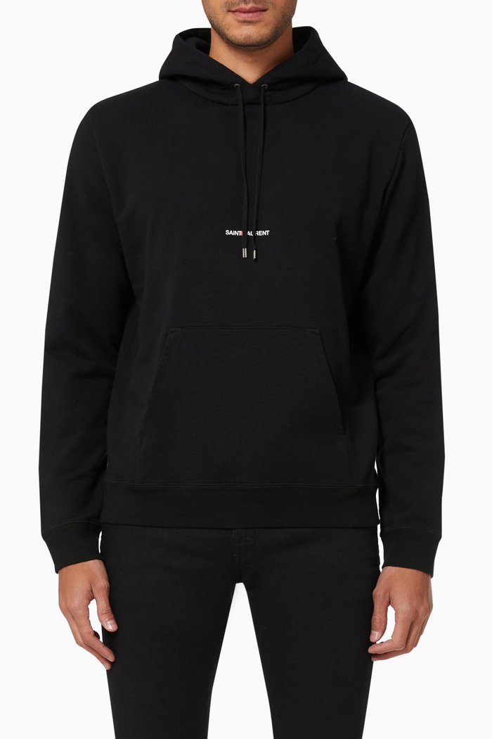 

SAINT LAURENT Rive Gauche Hoodie in Cotton, Black
