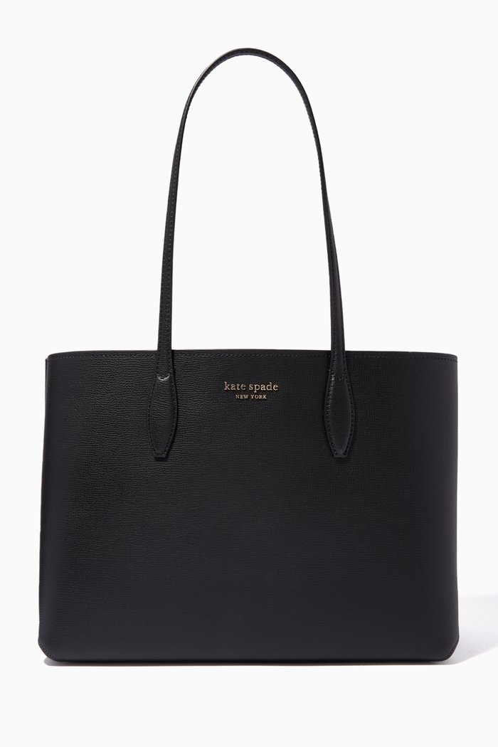 

All Day Tote Bag in Cross-grained Leather, Black