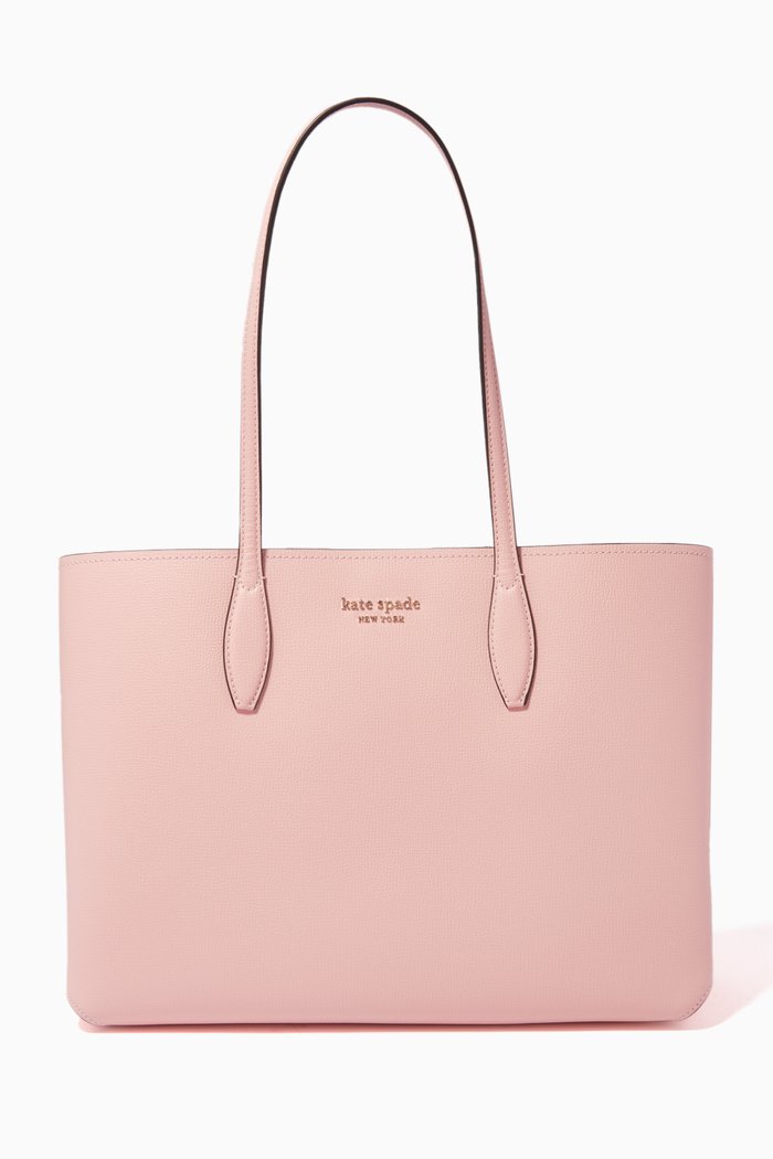 

All Day Tote Bag in Cross-grained Leather, Pink