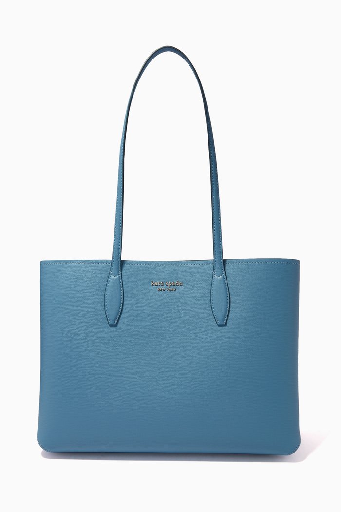 All Day Tote Bag in Cross-grained Leather, Blue
