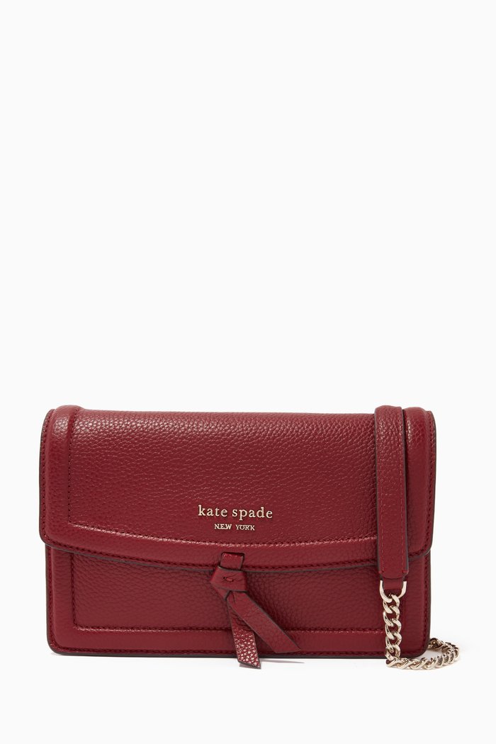 

Knott Flap Messenger Bag in Leather, Red
