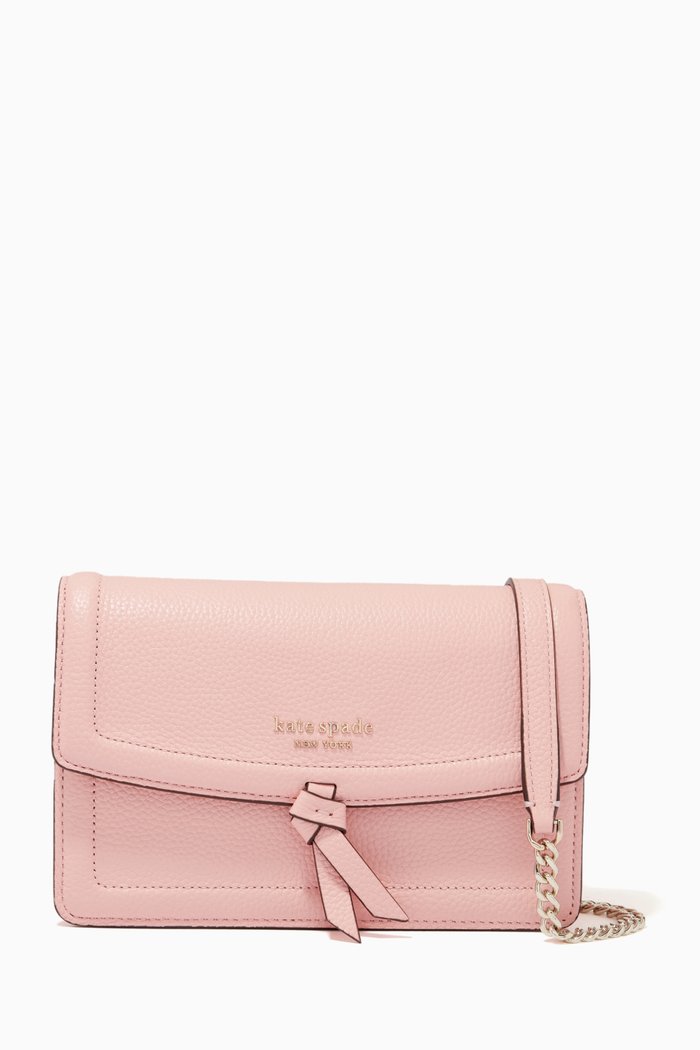 

Knott Flap Messenger Bag in Leather, Pink
