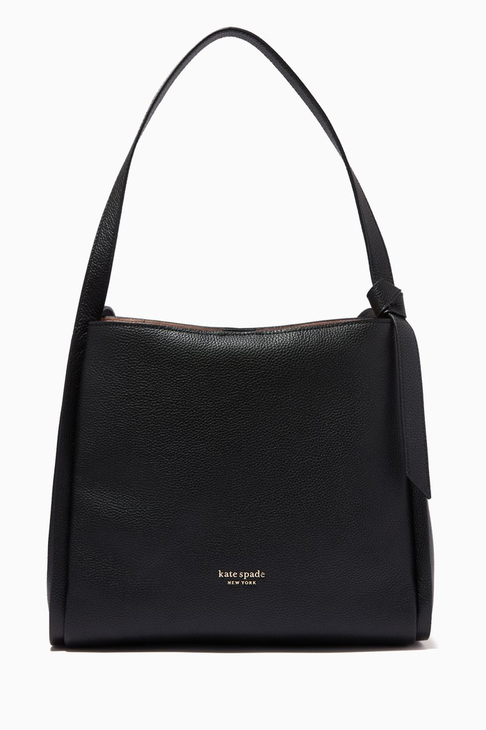 Knott Large Shoulder Bag in Leather, Black