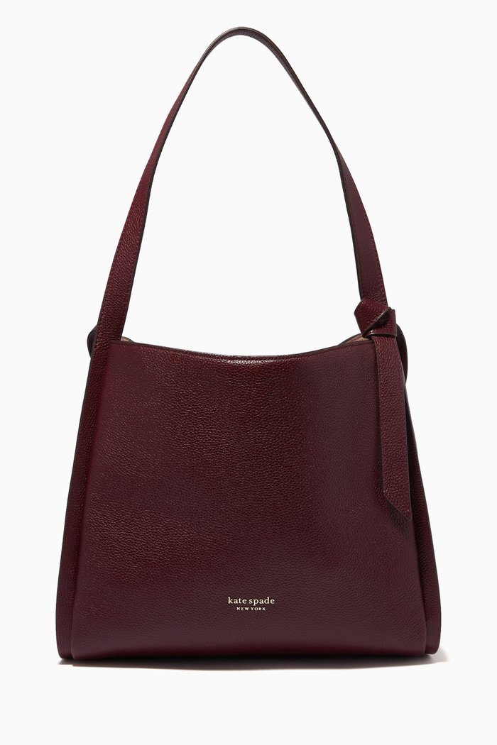 

Knott Large Shoulder Bag in Leather, Burgundy