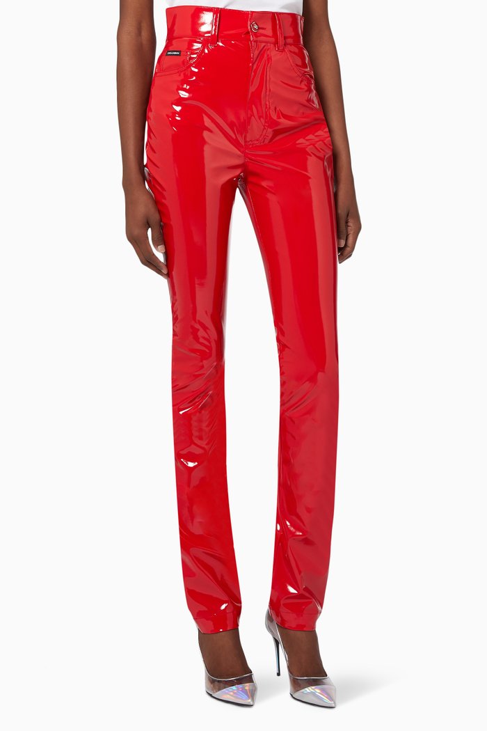 

Slim-fit Pants in Patent Leather, Red
