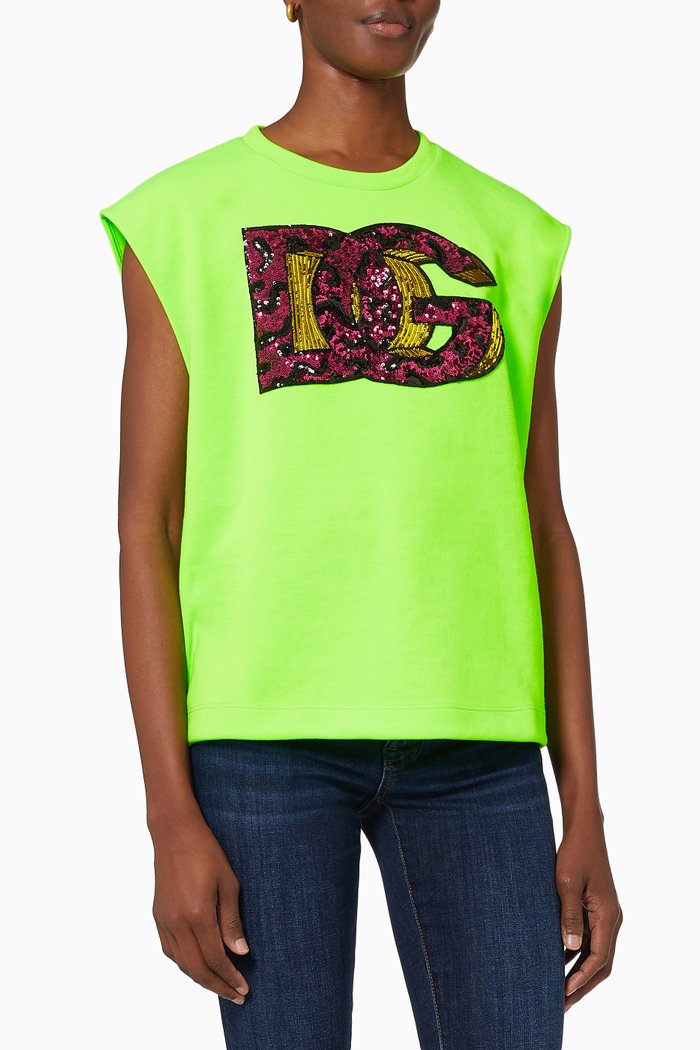 

Embellished Logo Tank Top, Green