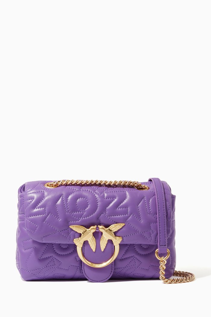 

Love Mini Puff Bag in Leather, Purple