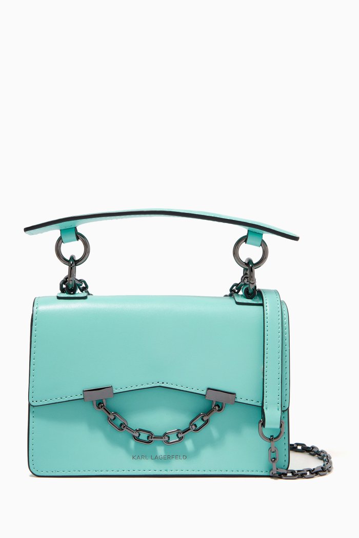 

K/Karl Seven Mini Shoulder Bag In Leather, Blue