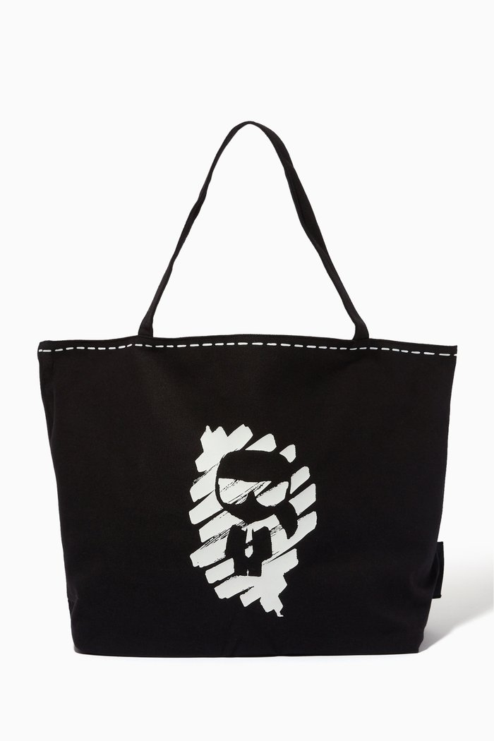

K/Ikonik Graffiti Reversible Tote Bag in Canvas, Black
