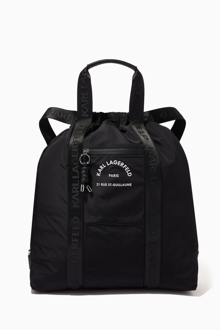 

Rue St Guillaume Drawcord Backpack in Recycled Nylon, Black