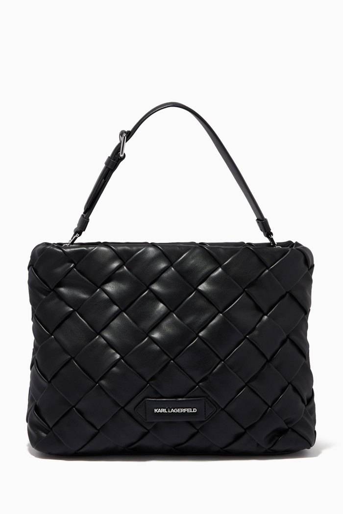 K/Kushion Braid Tote in Leatherette, Black