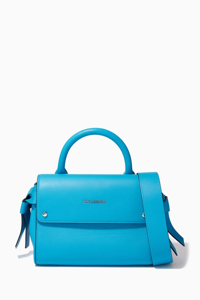 K/Ikon Mini Top Handle Bag in Leather, Blue