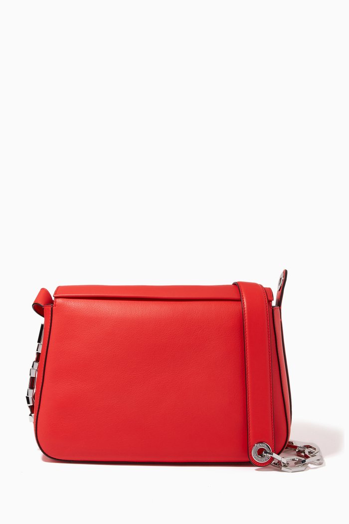 K/Letter Medium Shoulder Bag in Leather, Orange
