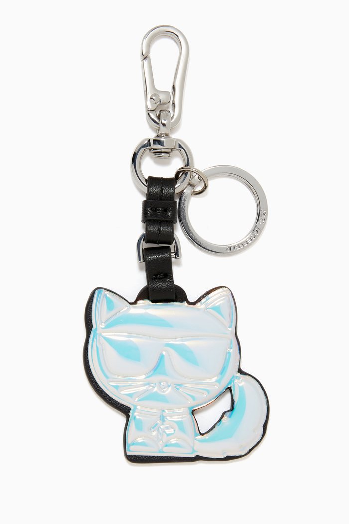 K/Ikonik Balloon Cat Keychain in Leather, Silver