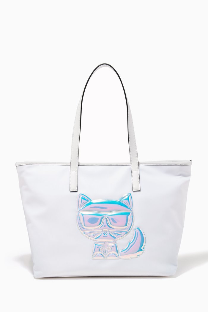 K/Ikonik Balloon Choupette Tote in Recycled nylon, White