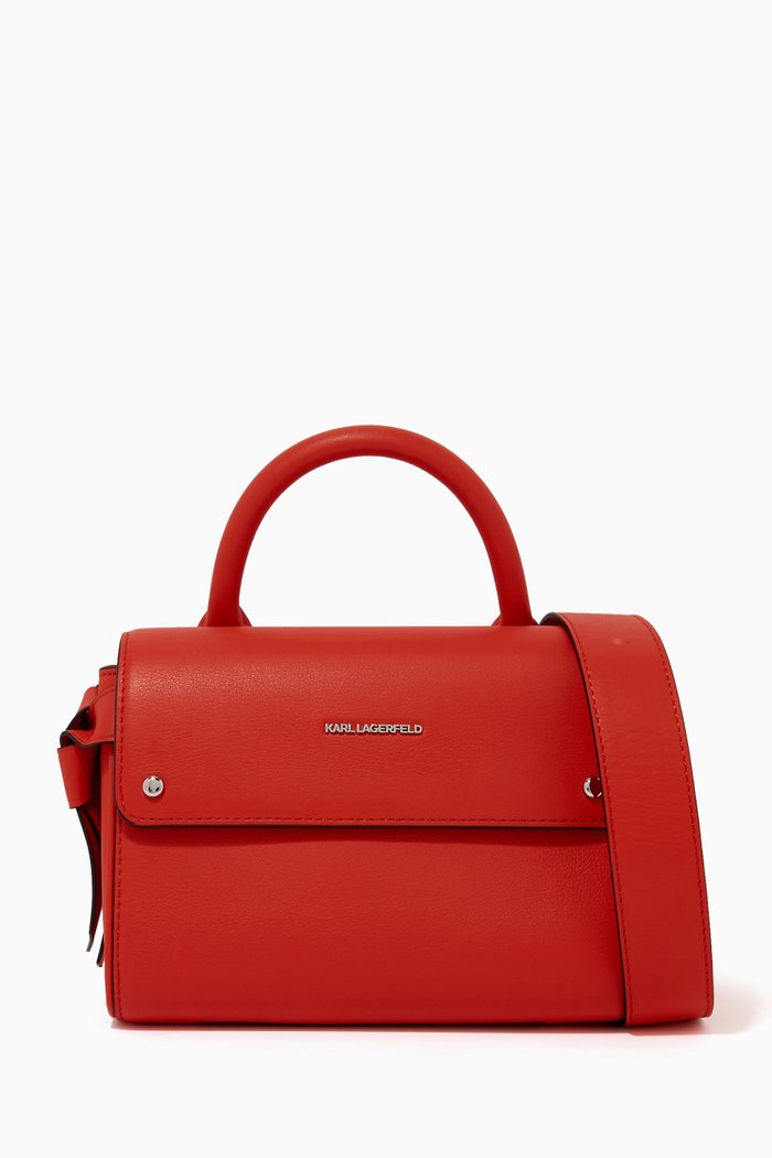 

K/Ikon Mini Top Handle Bag in Leather, Orange