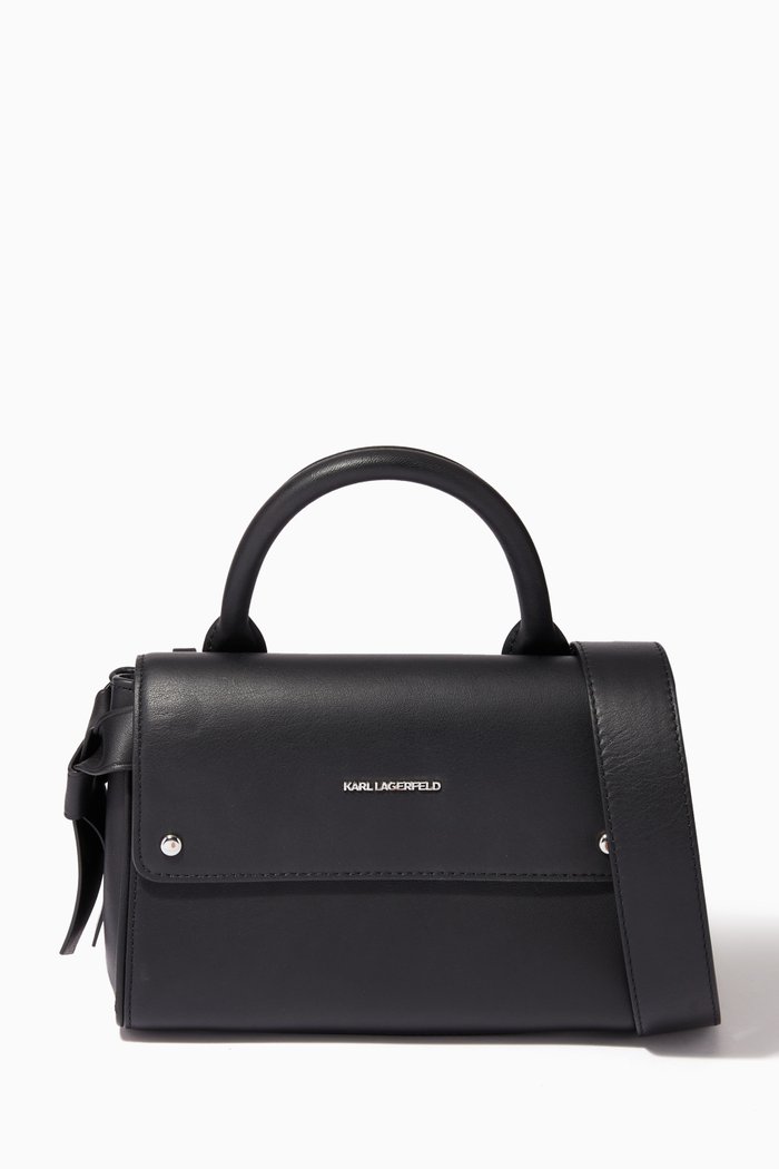 

K/Ikon Mini Top Handle Bag in Leather, Black