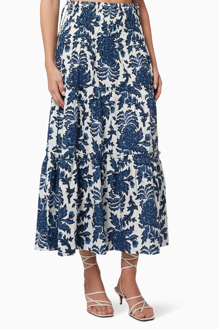 

Diana Midi Skirt in Cotton, Blue