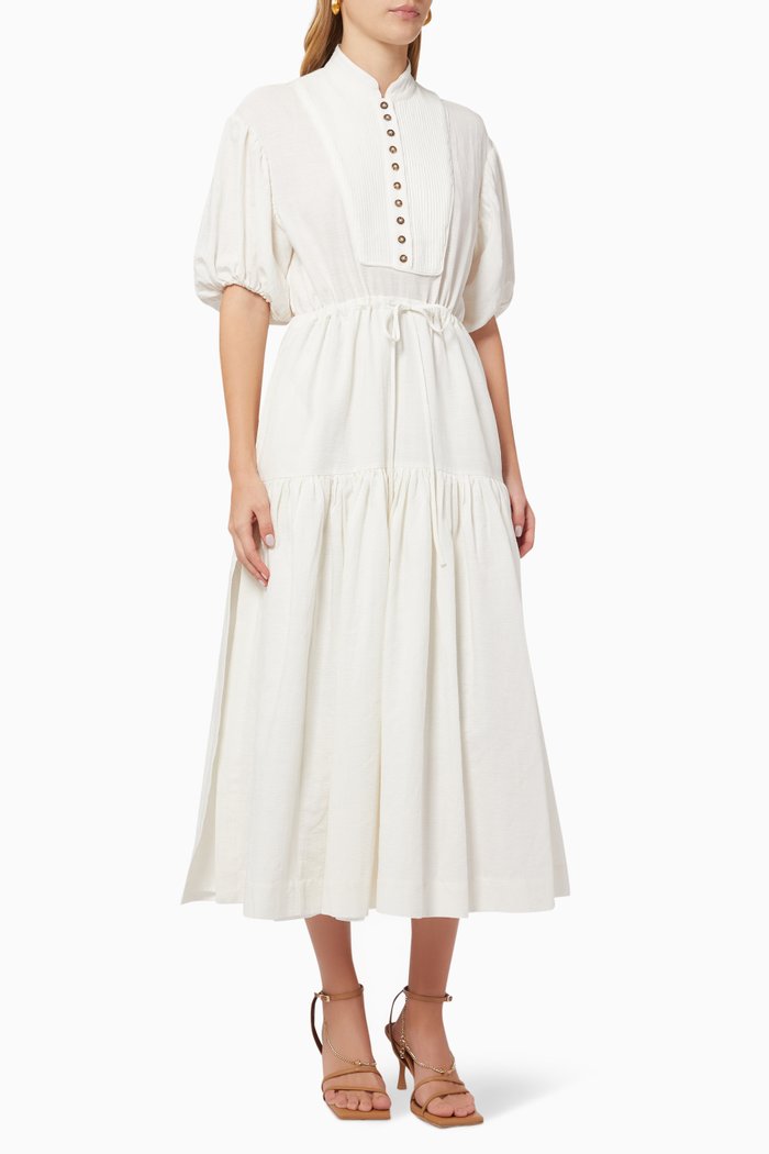 

Priscila Midi Dress in Cotton Blend, White