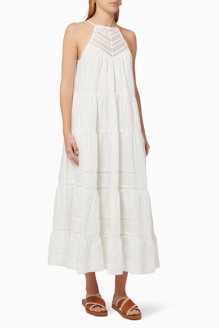 Adriana Tiered Midi Dress, White