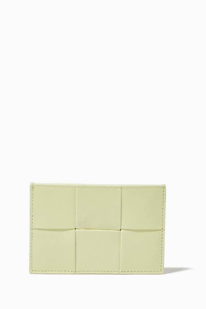 

Card Case in Intrecciato Paper Calf, Yellow