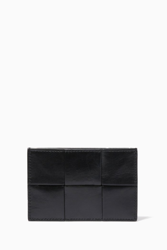 

Card Case in Intrecciato Paper Calf, Black