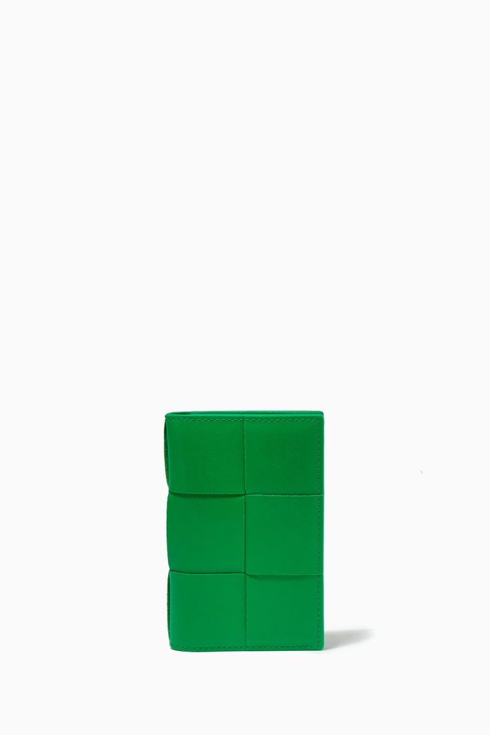

Card Case in Intrecciato Urban Leather, Green
