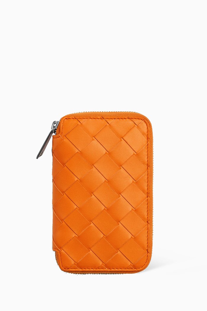 

Key Case in Intrecciato Calfskin Leather, Orange
