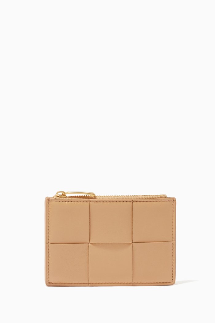 

Zippered Card Case in Intrecciato Nappa, Neutral